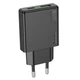 Мережевий зарядний пристрій Hoco N38, USB, Type-C, QC, PD 20W, чорний - зображення 1