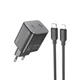 Мережевий зарядний пристрій Hoco N42 2 Type-C PD 45W black + кабель Type-C to Lightning - зображення 2