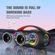 Портативная беспроводная колонка Bluetooth акустика с LED подсветкой BKK B63 Waterproof BoomBox IPX5 |BT5.3, TWS, AUX/TF/USB/FM, 2x30W | Черный - изображение 3