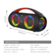 Портативная беспроводная колонка Bluetooth акустика с LED подсветкой BKK B63 Waterproof BoomBox IPX5 |BT5.3, TWS, AUX/TF/USB/FM, 2x30W | Черный - изображение 5