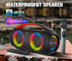 Портативная беспроводная колонка Bluetooth акустика с LED подсветкой BKK B63 Waterproof BoomBox IPX5 |BT5.3, TWS, AUX/TF/USB/FM, 2x30W | Черный - изображение 6