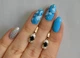 Серебряные серьги с золотом Silverstyle 137с, цвет камня черный - изображение 2