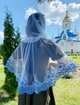 Накидка палантин для храма Family Tradition фатин с кружевом 50 см белый Синева - изображение 4