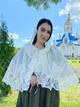 Накидка палантин для храма Family Tradition шифон с кружевом 50 см айвори Грёзы - изображение 2