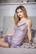 Нічна сорочка жіноча з мікрофібри та мережива Felisiya Lingerie Бузковий 143-620 L - зображення 5