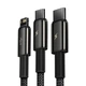 Кабель Baseus Tungsten Gold Fast Charging Data Cable 3-in-1 Cable USB to Lightning+Type-C+MicroUSB 3.5А 1.5м (CAMLTWJ-01) Black - изображение 5