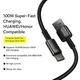 Кабель Baseus Tungsten Gold Fast Charging Data Cable USB to Type-C 100W 20V 5A 1м (CAWJ000001) Black - зображення 11
