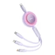 Кабель Baseus Bright Mirror 2 Series Retractable 3-in-1 Data Cable Type-C to Lightning+Type-C+MicroUSB 100W 1.1м (CAMJ010205) Purple - зображення 3