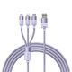 Кабель Baseus StarSpeed 3-in-1 Fast Charging Data Cable USB to Lightning+Type-C+MicroUSB 3.5А 1.2м (CAXS000005) Purple - изображение 1