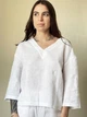 Льняной топ с надписью белый M - linen island (132870) - изображение 2
