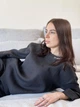 Льняной топ с надписью черный L - linen island (132866) - изображение 4