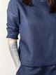 Льняной топ с надписью темно-синий XL - linen island (133003) - изображение 4