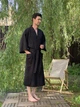 Мужской льняной халат "Кимоно" черный XXL - linen island (131952) - изображение 1