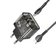 Мережевий зарядний пристрій HOCO N34 Dazzling dual-port PD20W+QC3.0 charger set(Type-C to Type-C) Transparent Black (6931474799180) - изображение 2