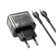 Мережевий зарядний пристрій HOCO N34 Dazzling dual-port PD20W+QC3.0 charger set(Type-C to Type-C) Transparent Black (6931474799180) - изображение 4