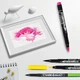 Набір акварельних фломастерів Centropen Aquarelle 1-9 мм 12 шт + 1 чорний лінер + 5 аркушів акварельного паперу А4 + пензлик (9383) - зображення 5