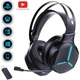 Наушники для Playstation 5/PS5/PS4/Xbox/Switch/ с выдвижным микрофоном и Bluetooth адаптером Honcam с LED подсветкой черные - изображение 1