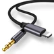 Аудио-Кабель Mini-Jack 3.5 mm to Lightning 1M Аукс переходник лайтнинг для Apple iPhone iPod iPad AUX Black-Grey (100см) - изображение 1