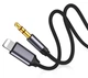 Аудио-Кабель Mini-Jack 3.5 mm to Lightning 1M Аукс переходник лайтнинг для Apple iPhone iPod iPad AUX Black-Grey (100см) - изображение 2