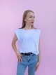 Футболка женская укороченная без рукав с подплечниками Pink Woman Белая 10967 M (44-46) - изображение 4