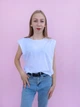 Футболка женская укороченная без рукав с подплечниками Pink Woman Белая 10967 M (44-46) - изображение 5