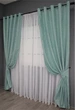 Комплект штор на люверсах VR-Textil Лен мрамор Pavliani № 1366ш 150х250 см 2 шт Бирюзовый (37-0041) - изображение 3