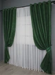 Комплект штор на люверсах VR-Textil Льон мармур Pavliani № 1363ш 150х250 см 2 шт Зелений (37-0049) - зображення 3