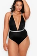 Купальник закритий жіночий Victoria's Secret Shine Strap Plunge One-Piece Swimsuit Чорний XS - зображення 3