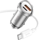 Автомобільний зарядний пристрій Hoco NZ10 Handy PD45W+QC3.0 car charger set (Type-C to Type-C) Silver (6942007601849) - зображення 2