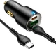 Автомобильное зарядное устройство Hoco NZ6 PD45W 3-port(2C1A) car charger set (Type-C to Type-C) Black (6931474765208) - изображение 3