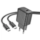 Мережевий зарядний пристрій Hoco CS22A, 1Type-C, PD, QC 30W, кабель Type-C to Type-C, Чорний - зображення 5
