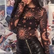 Женская прозрачная сеточная кофточка топ с принтом Honey Fashion Accessories S черный (10-120) - изображение 3
