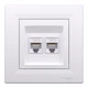Розетка компьютерная двойная тип 6e UTP Asfora Schneider Electric белая EPH4800121 - изображение 1