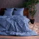 Комплект постільної білизни Soft fall сатин страйп сімейний 2 х 150 x 215 см 2 х 70 х 70 см синій - изображение 1