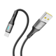 Кабель для зарядки и обмена данными USB YOKI YK-LE17 LED Series USB/Type C 60W (3A/20V) 1.2m Black - изображение 6
