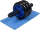Ролик колесо для пресса EasyFit Triple Ab Wheel 3 колеса EF-1353-B тройной с ковриком (тренажер гимнастический для мышц преса) Синий (56000683) - изображение 1