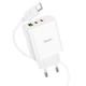 Мережевий зарядний пристрій Hoco C126A Pure power PD40W (2C1A) + кабель Type-C to Type-C - White - зображення 3