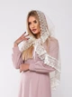 Накидка палантин для храма Family Tradition фатин с кружевом 70 см айвори Листья - изображение 2