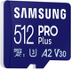 Карта памяти Samsung PRO Plus microSDXC 512GB Class 10 UHS-I U3 V30 A2 + SD адаптер (MB-MD512SA/EU) - изображение 4