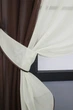Кухонні штори VR-Textil № 017к комбіновані з підв'язками венге з молочним 265х170 см (50-544) - зображення 3