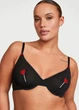 Комплект женского белья прозрачный с сердечками Victoria's Secret 34B-S Tease Unlined Demi Bra & High-Leg Scoop Thong Panty черный (70400236513QC534B/S) - изображение 2