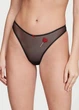 Комплект женского белья прозрачный с сердечками Victoria's Secret 34B-S Tease Unlined Demi Bra & High-Leg Scoop Thong Panty черный (70400236513QC534B/S) - изображение 6