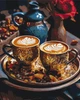 Картина по номерам 80*60 см Натюрморт. Ароматный кофе с красками металлик Оригами LW 3307 большой размер - изображение 1