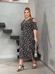 Платье на лето облегающее с вырезами на плечах ниже колен больших размеров цветочный принт черный 52-54 VM 2205 - изображение 6