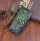 Женский кожаный кошелек клатч KIRS с тиснением цветы на молнии зеленый (1570Н) - изображение 1
