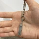 Кулон с натуральным камнем Лабрадорит прямоугольной формы на брелоке для ключей сталь упакован в коробочку (16121) - изображение 3