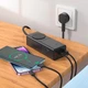 Мережевий зарядний пристрій адаптер-подовжувач Hoco NS4 Sharp desktop socket з розеткою та швидкою зарядкою |1USB/2Type-C, 65W/3A, PD/QC, 4000W Socket| Чорний - зображення 6