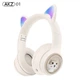 Детские беспроводные Bluetooth наушники AZK-01 c RGB подсветкой и встроенным микрофоном Бежевый - изображение 1