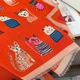 Шарф палантин женский оранжевый хлопок вискоза с принтом модные коты большой легкий из хлопка для женщин 180х85 - изображение 7