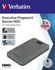 Dysk twardy Verbatim Executive Fingerprint Secure 2TB 2.5" USB 3.2 Szary (0023942536536) - obraz 3